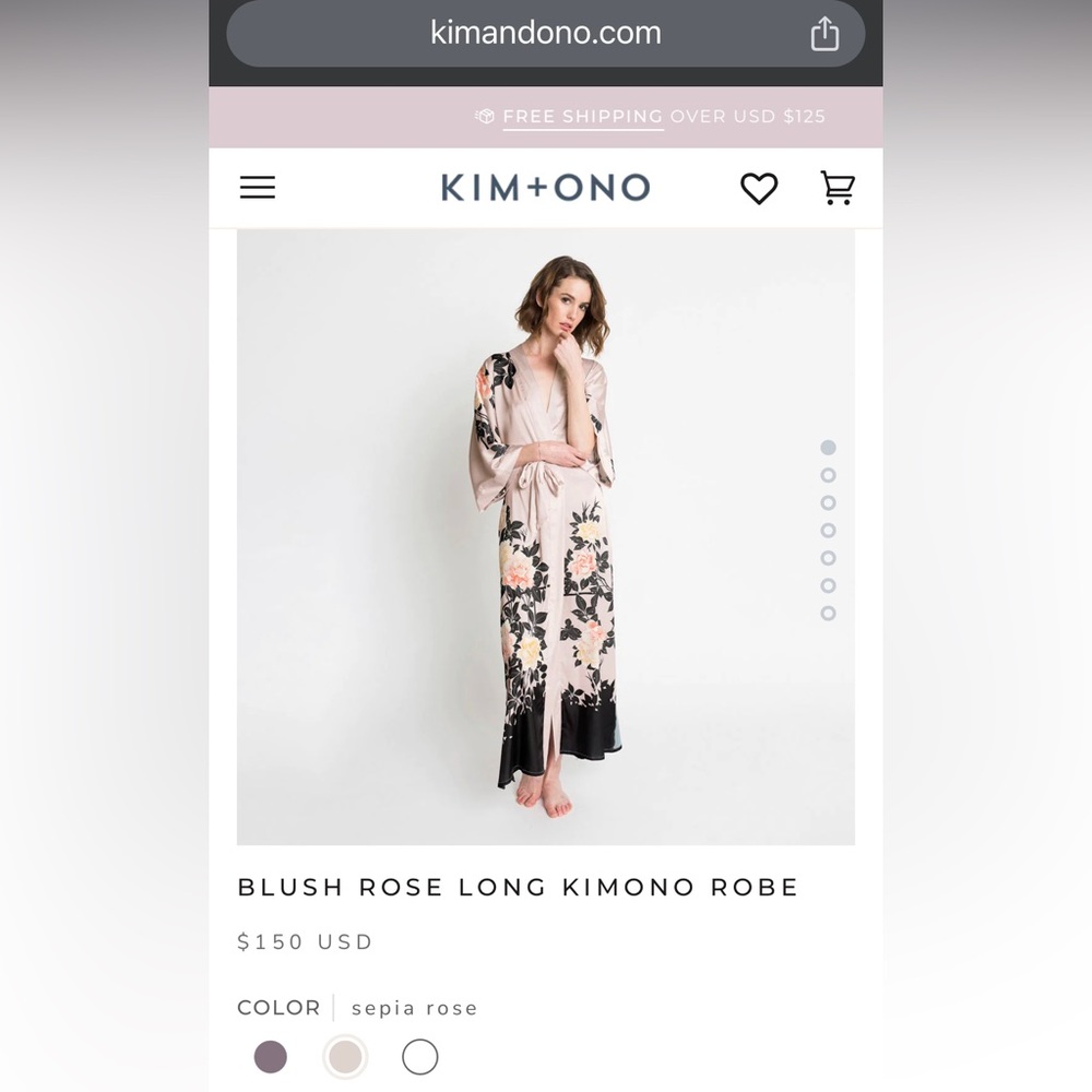 Kim and Ono Blush Rose Long Kimono Robe New with Tags - One size